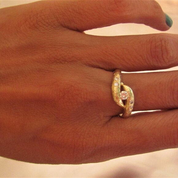 Engagement ring. 14K solid Yellow gold ring set with 0.25ct Diamonds. UNIQUE - Picture 4 of 9